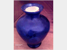 Vaso blu trasparente in vetro fine anni 60-70